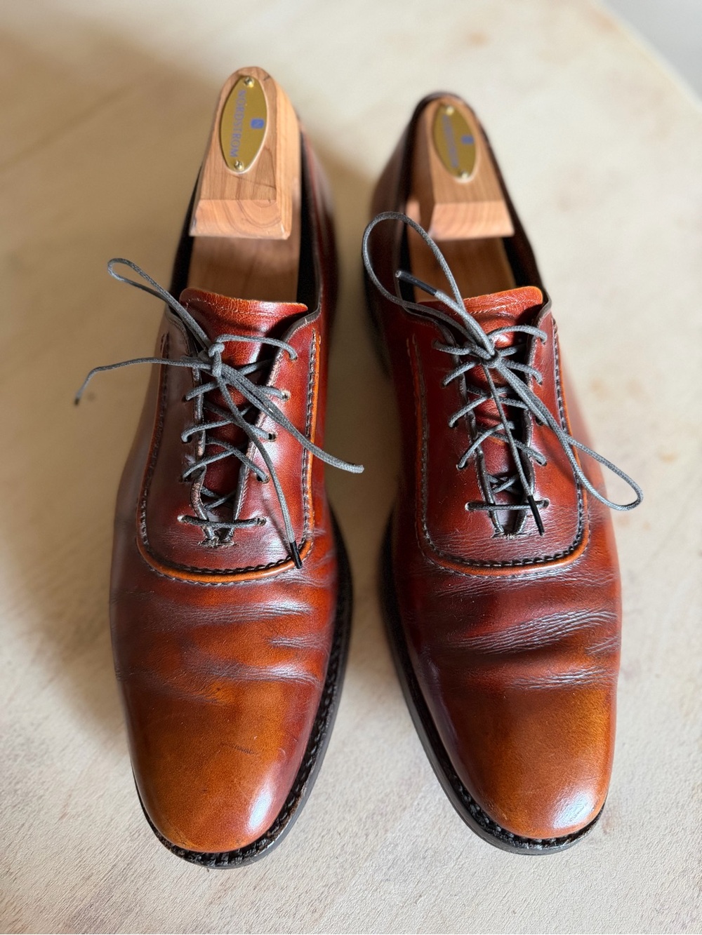 Allen Edmonds  Belgium Burgundy Cap Toe Oxford Formal Vintage Mens Size 11 AAA